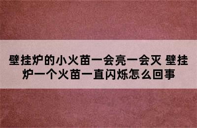 壁挂炉的小火苗一会亮一会灭 壁挂炉一个火苗一直闪烁怎么回事